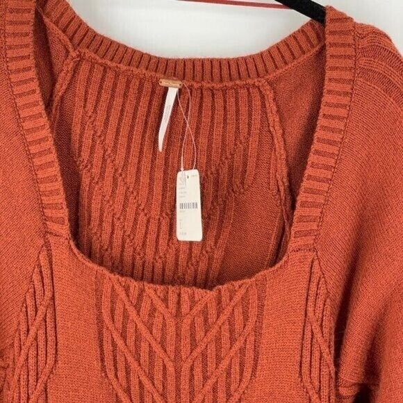 NWT Free People Emmaline Open Back Knit Terra Cotta Mini Dress Bra Friendly L - Picture 9 of 13